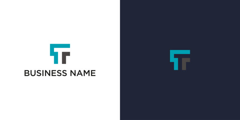 Modern Geometric Logo Design with Initial Letters T and F for Technology Branding – Minimalist Vector Style