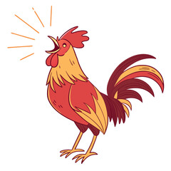 Rooster crowing in the morning on white background. Adobe Illustrator Artwork