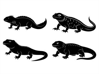uromastyx sihouette black vector bundle