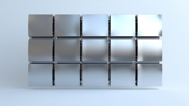 Isolated 3D render of photo collage frame with multiple blank slots rectangular layout on white background