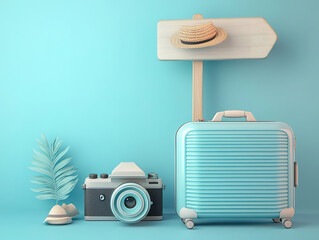 Stylish Travel Setup with Camera and Suitcase