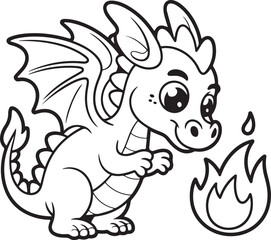 Cute Baby Dragon Coloring Page Breathing Tiny Flame

