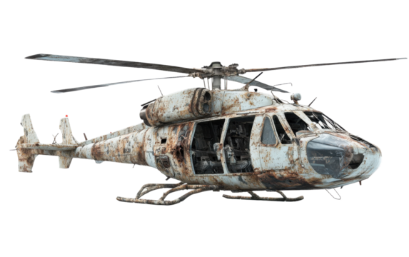 Helicopter is shown in a white background