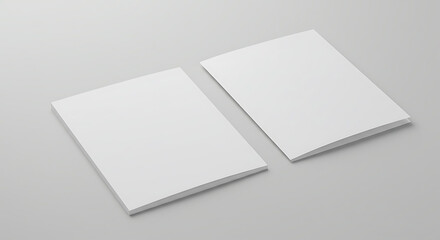 Blank Brochure Mockup Two White Paper Leaflets Template Design