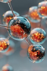 Close-up view of lactic acid molecules in spherical forms on a light gradient background