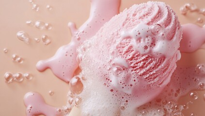 Fototapeta premium Melting Strawberry Ice Cream.