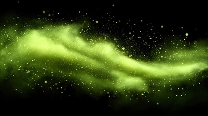 Obraz premium Abstract swirling green nebula with golden dust