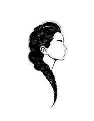 Young lady with braided hair logo icon.