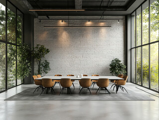 Industrial Loft Style Meeting Room with Modern Minimalist Design
