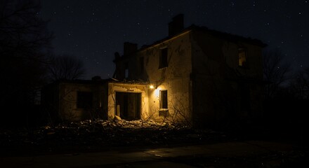 Fototapeta premium Abandoned Building at Night