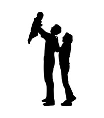 Family shadow shape icon. Parents with their baby.