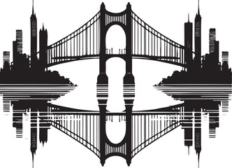 Dramatic Cityscape Silhouette Reflected on Water Artistic Illustration