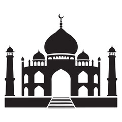 Iconic Taj Mahal Silhouette Illustration Vector Graphic for Travel Lovers