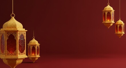 Obraz premium Golden Lantern for Festive Decoration