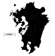 九州の黒地図 県境有り
