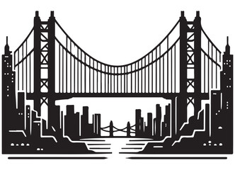 Urban Bridge Skyline Silhouette Cityscape Landmark Modern Architecture Travel Destination