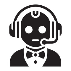 Robot Customer Service Agent Silhouette Vector Illustration for Support Teams