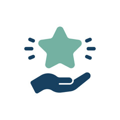 This icon represents recognition and appreciation, showcasing a hand holding a star that symbolizes rewards, achievements, and positive reinforcement, making it a versatile and meaningful emblem
