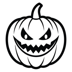 Spooky smiling jack o lantern illustration depicting halloween celebrations and festive autumn season