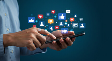 Social media marketing strategy using mobile phone for digital engagement and communication online now