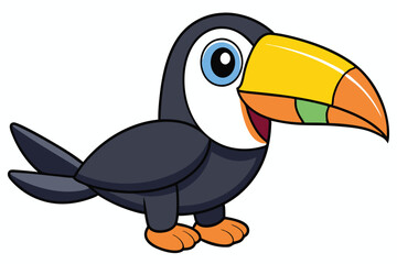 Fototapeta premium Cartoon Toucan with Colorful Beak and Big Blue Eye Illustration