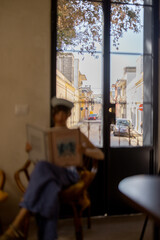 Slow moments on a sunny terrace and in a cozy Mediterranean apartment with a large white dog, healthy food, open windows, and natural textures