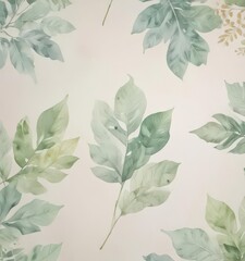Delicate watercolor leaf card; pastel palette, subtle pattern ,  stationery,  greeting