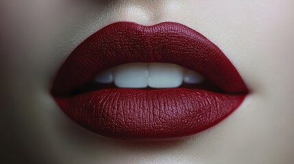 Fototapeta premium Bold red lips closeup: beauty and elegance in highdefinition detail