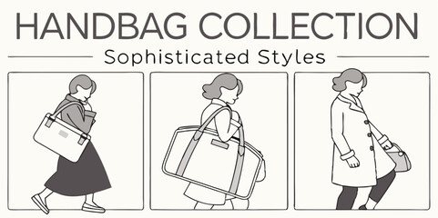 Handbag collection featuring sophisticated styles depicting modern fashion accessories