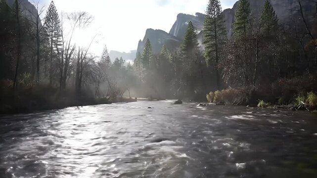 Beautiful morning shot of the Merced River in Yosemite