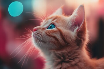 Ginger kitten looking up