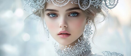 Woman with silver jewelry portrait