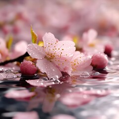 Pink flowers on water surface