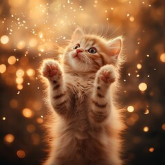 Ginger kitten reaching up