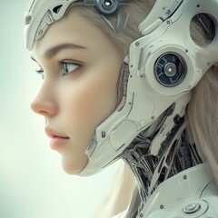 Cyborg woman with blonde hair