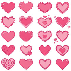 Red Heart Icon on white background. Set of love symbol for web site logo, mobile app UI design. Vector illustration flat style