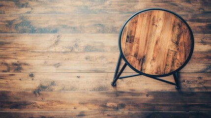 Wooden table, top-down view. The table sits on a wood floor background.