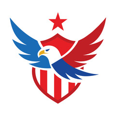 Flying American Eagle with USA Flag Badge Design