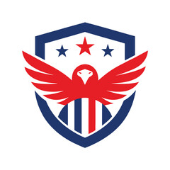 American Eagle Emblem with Patriotic Flag Icon