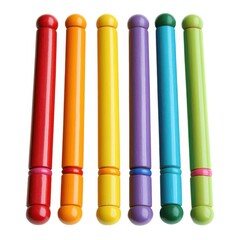 Colorful wooden cylinders isolated on white background