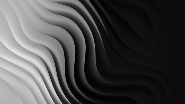 Abstract Black and White Split Screen Waves Animation &ndash; 4K 60fps Seamless Loop | Minimalist Dual Tone Fluid Motion | Monochrome Gradient Wave Background for Design, VJ, Visuals, and Presentations