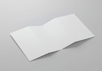 Blank white trifold brochure template unfolded on a gray background ready for design and presentation