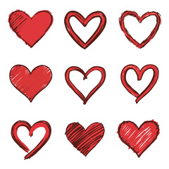 Red Heart Icon on white background. Set of love symbol for web site logo, mobile app UI design. Vector illustration flat style.