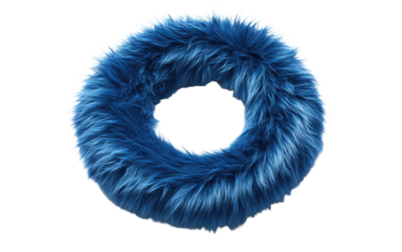 Blue fur hat with a blue ribbon