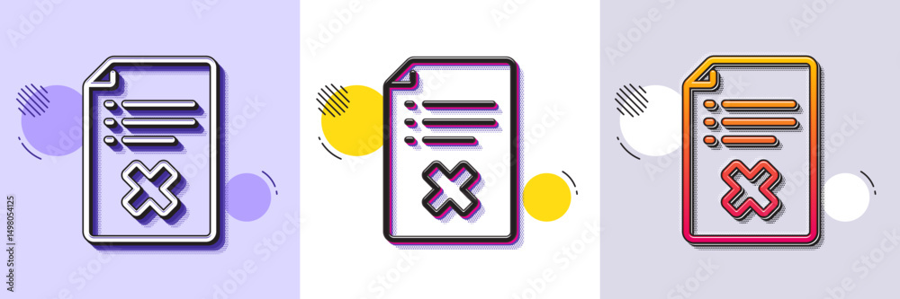Poster reject file line icon. halftone dotted pattern. gradient icon with grain shadow. decline document si