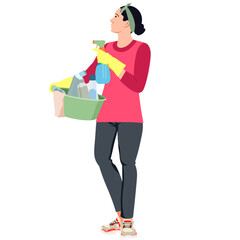 girl cleaning no background vector