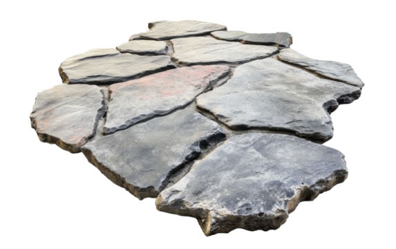 Stone patio with a gray and white stone base