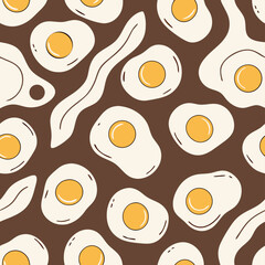 Breakfast Food Pattern: Fried Eggs and Bacon Seamless Repeat