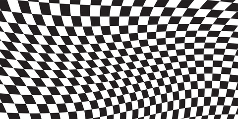 Black and white checkered pattern. Chess pattern. Black and white checkered background. 3D checkered wallpaper. vector illustration