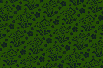green background with floral pattern